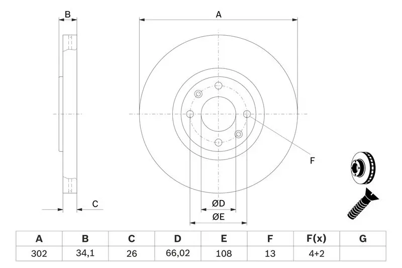 Handler.Part Brake disc Bosch 0986479288 5