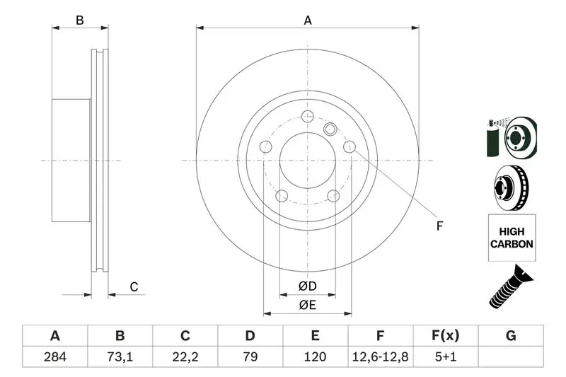 Handler.Part Brake disc Bosch 0986479213 5