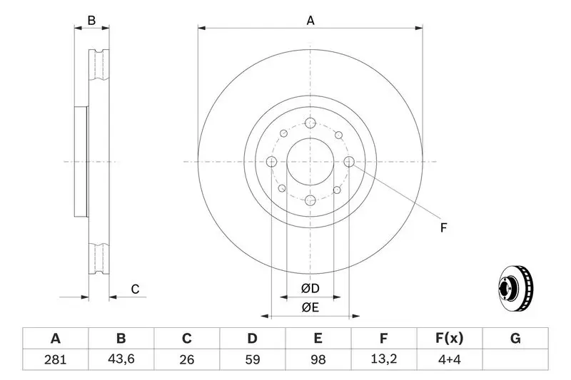 Handler.Part Brake disc Bosch 0986479B52 5