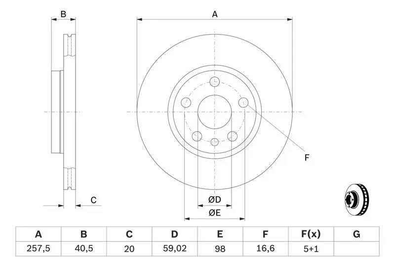 Handler.Part Brake disc Bosch 0986478896 5