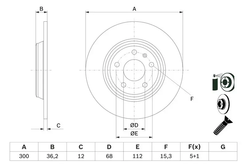 Handler.Part Brake disc Bosch 0986479382 5