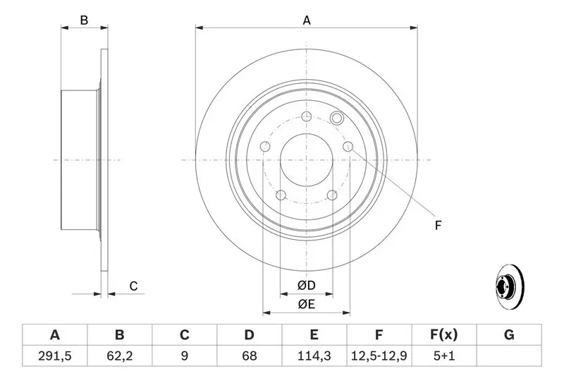 Handler.Part Brake disc Bosch 0986479362 5