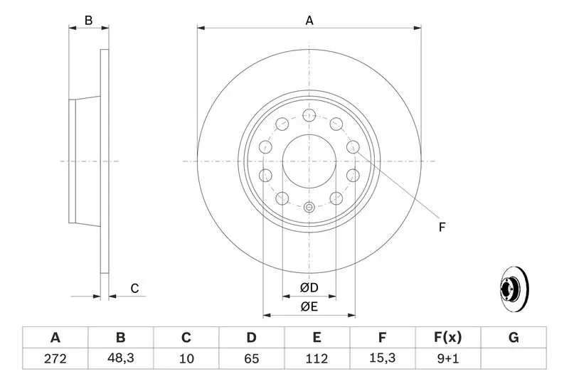 Handler.Part Brake disc Bosch 0986479677 5