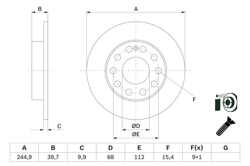 Handler.Part Brake disc Bosch 0986478986 5