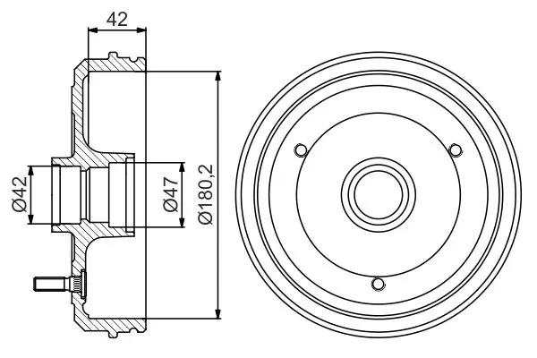 Handler.Part Brake drum Bosch 0986477243 1