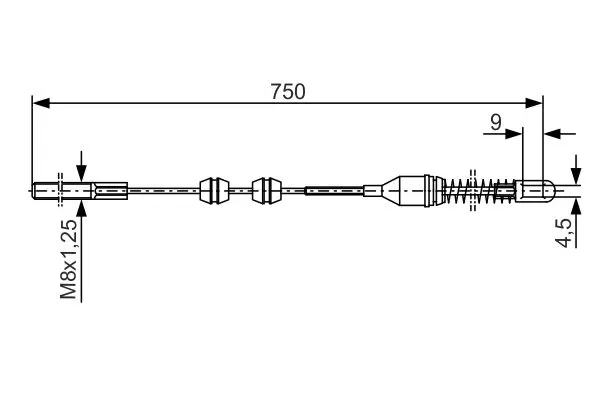 Handler.Part Cable, parking brake Bosch 1987477140 1