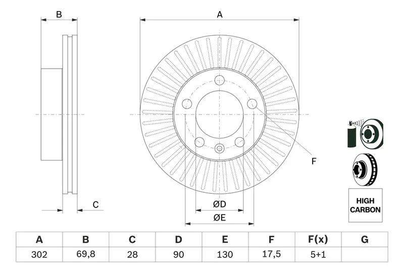 Handler.Part Brake disc Bosch 0986479716 5