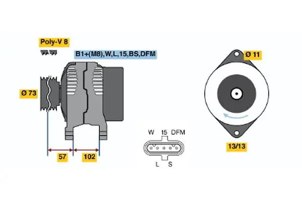 Handler.Part Alternator Bosch 0124655021 1