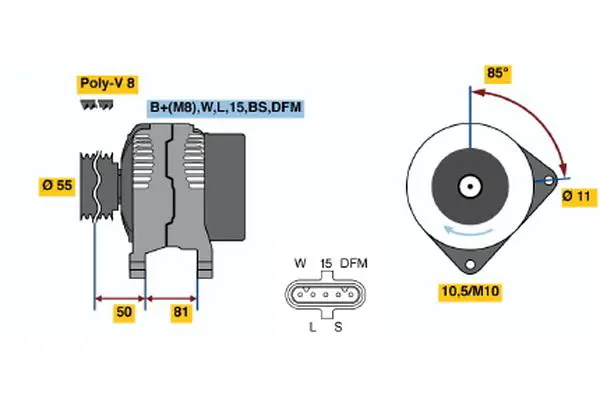 Handler.Part Alternator Bosch 0124655006 5