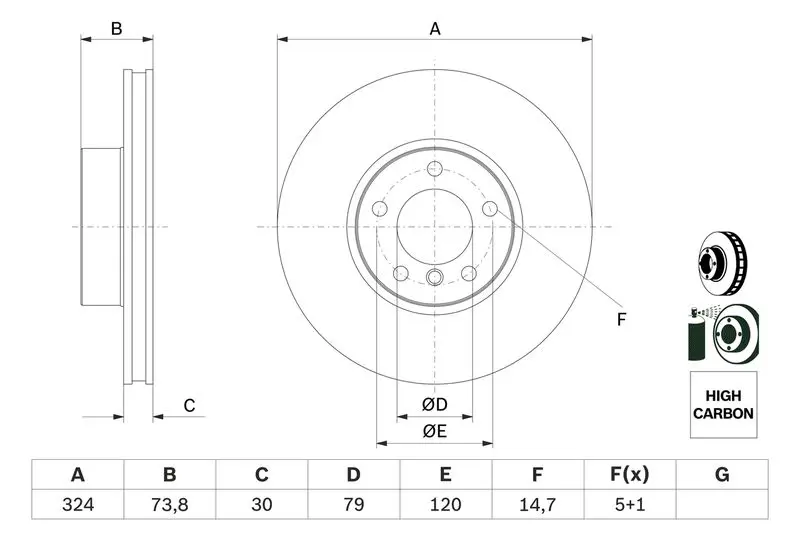 Handler.Part Brake disc Bosch 0986478024 5