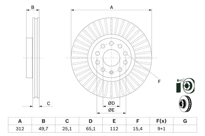 Handler.Part Brake disc Bosch 0986479932 5