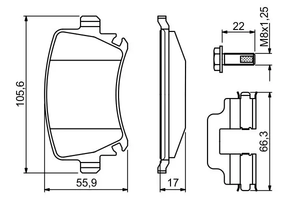 Handler.Part Brake pad set, disc brake Bosch 0986494649 7