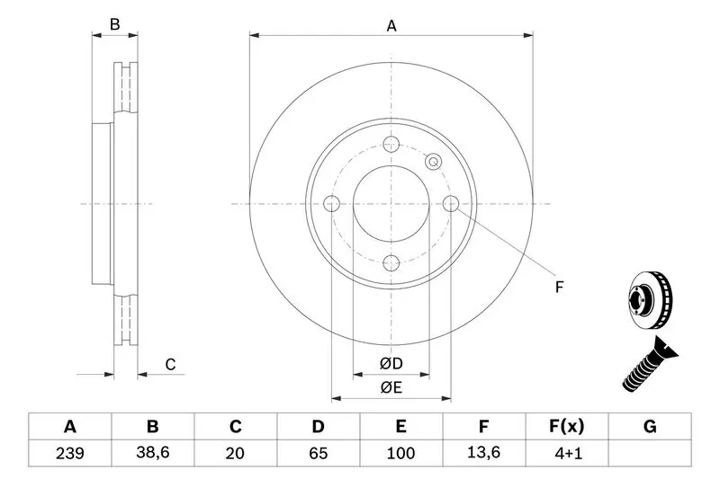 Handler.Part Brake disc Bosch 0986478017 5