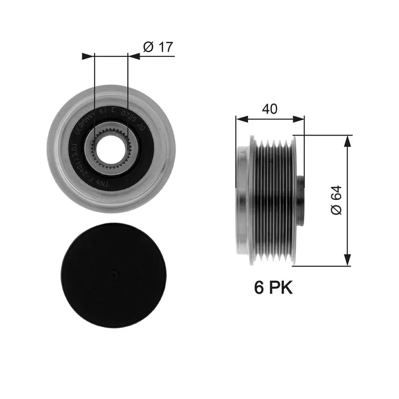 Handler.Part Alternator freewheel clutch Gates OAP7037 1