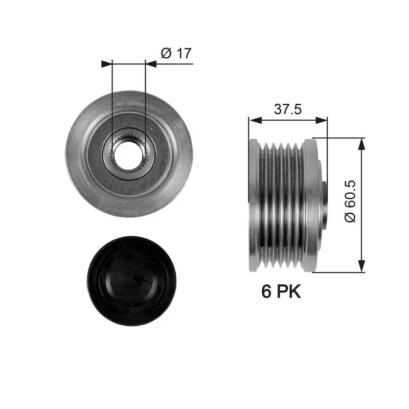 Handler.Part Alternator freewheel clutch Gates OAP7048 1