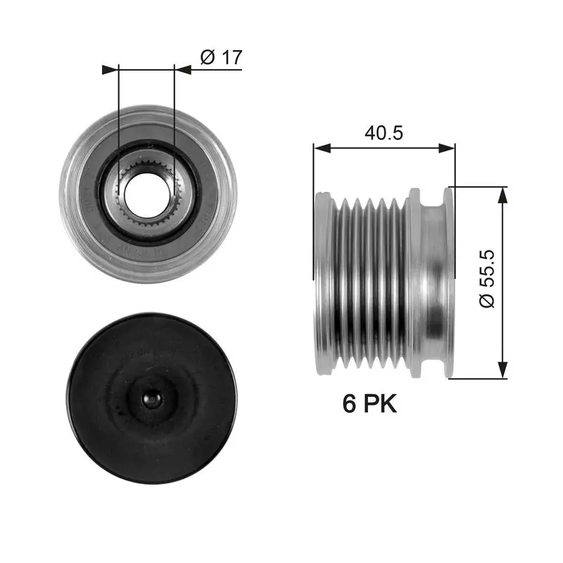 Handler.Part Alternator freewheel clutch Gates OAP7060 1