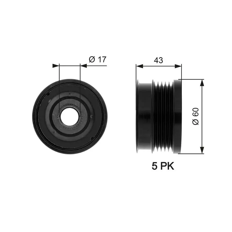 Handler.Part Alternator freewheel clutch Gates OAP7062 1