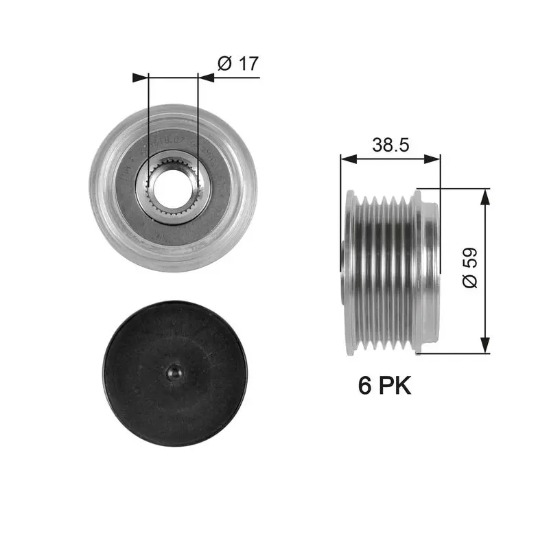 Handler.Part Alternator freewheel clutch Gates OAP7063 1