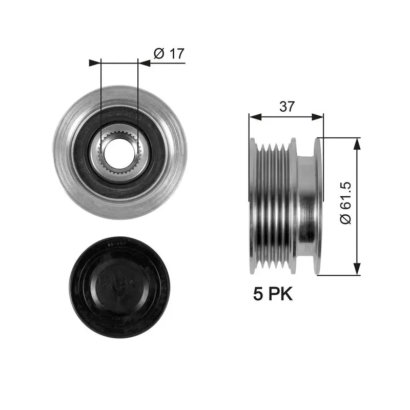 Handler.Part Alternator freewheel clutch Gates OAP7067 1