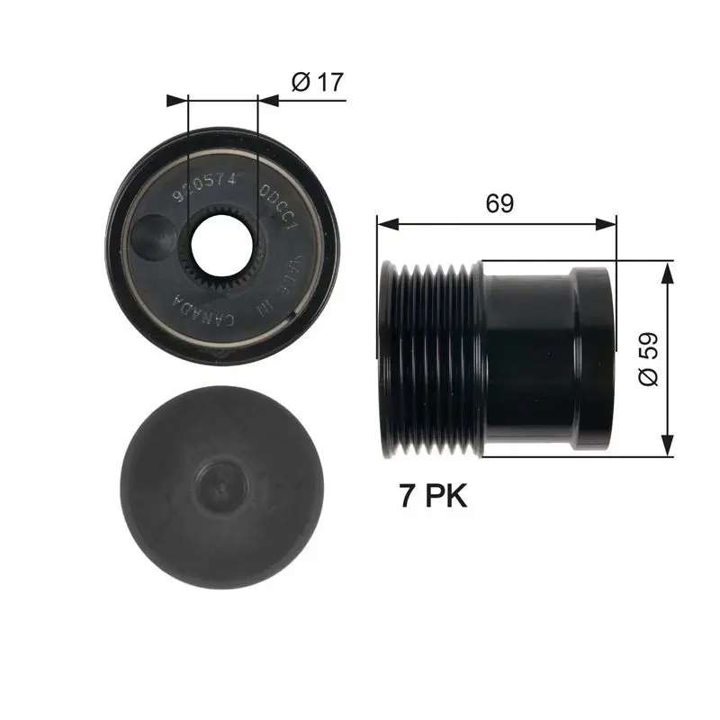 Handler.Part Alternator freewheel clutch Gates OAP7069 1