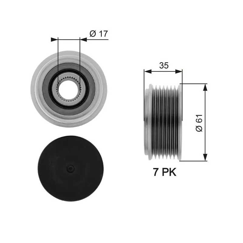 Handler.Part Alternator freewheel clutch Gates OAP7070 1