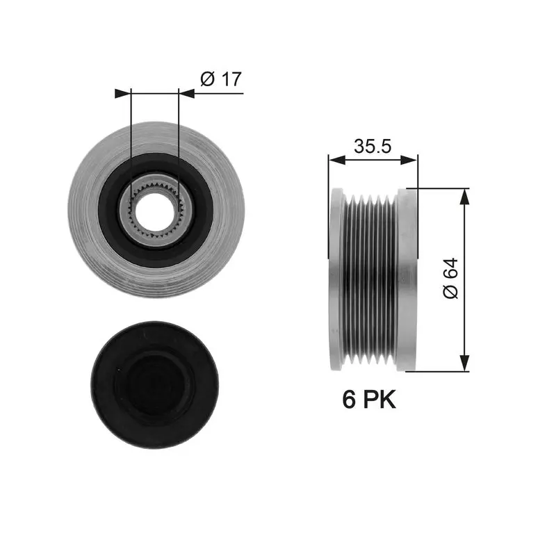 Handler.Part Alternator freewheel clutch Gates OAP7073 1