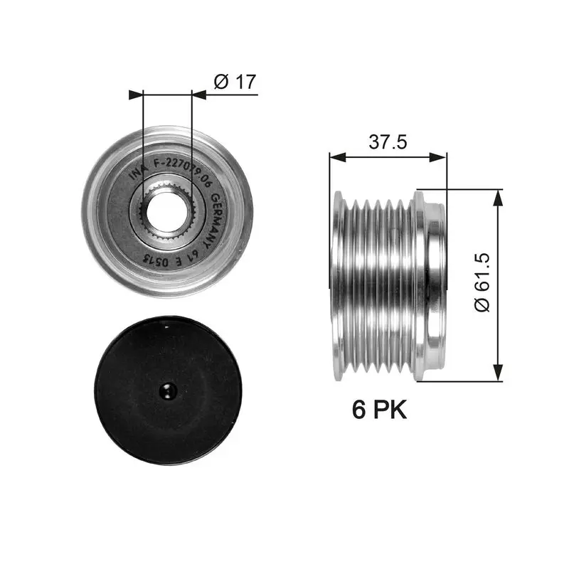 Handler.Part Alternator freewheel clutch Gates OAP7075 1