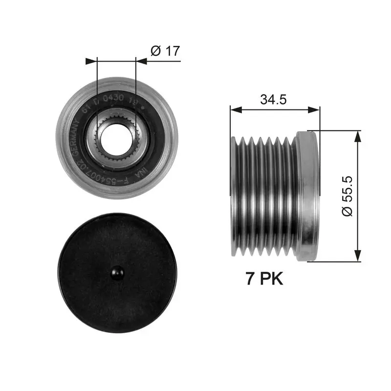 Handler.Part Alternator freewheel clutch Gates OAP7084 1