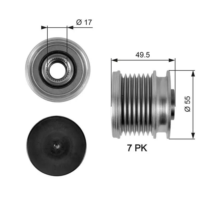 Handler.Part Alternator freewheel clutch Gates OAP7086 1