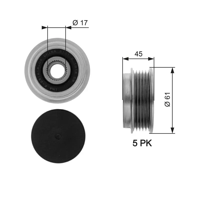 Handler.Part Alternator freewheel clutch Gates OAP7093 1