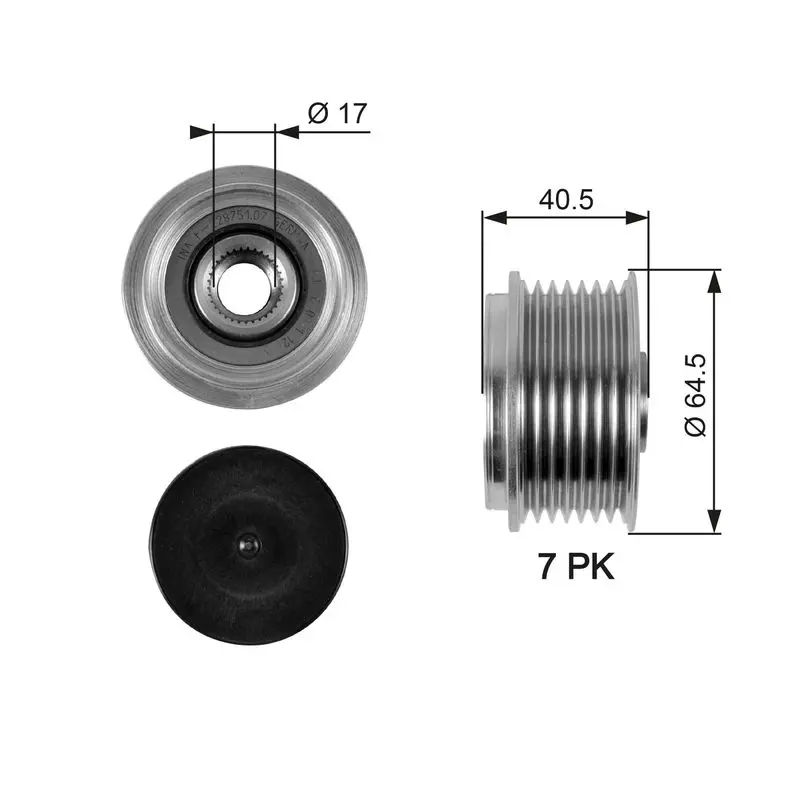 Handler.Part Alternator freewheel clutch Gates OAP7094 1