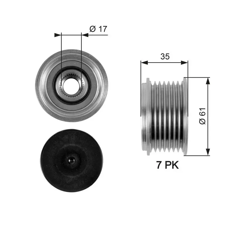 Handler.Part Alternator freewheel clutch Gates OAP7095 1