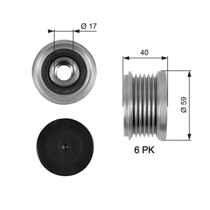 Handler.Part Alternator freewheel clutch Gates OAP7097 1