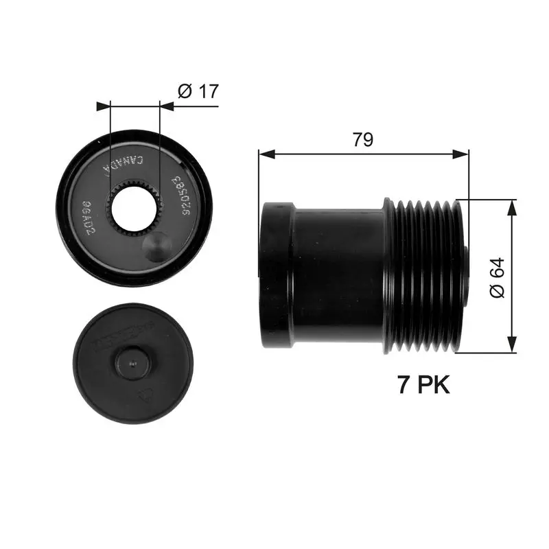 Handler.Part Alternator freewheel clutch Gates OAP7104 1