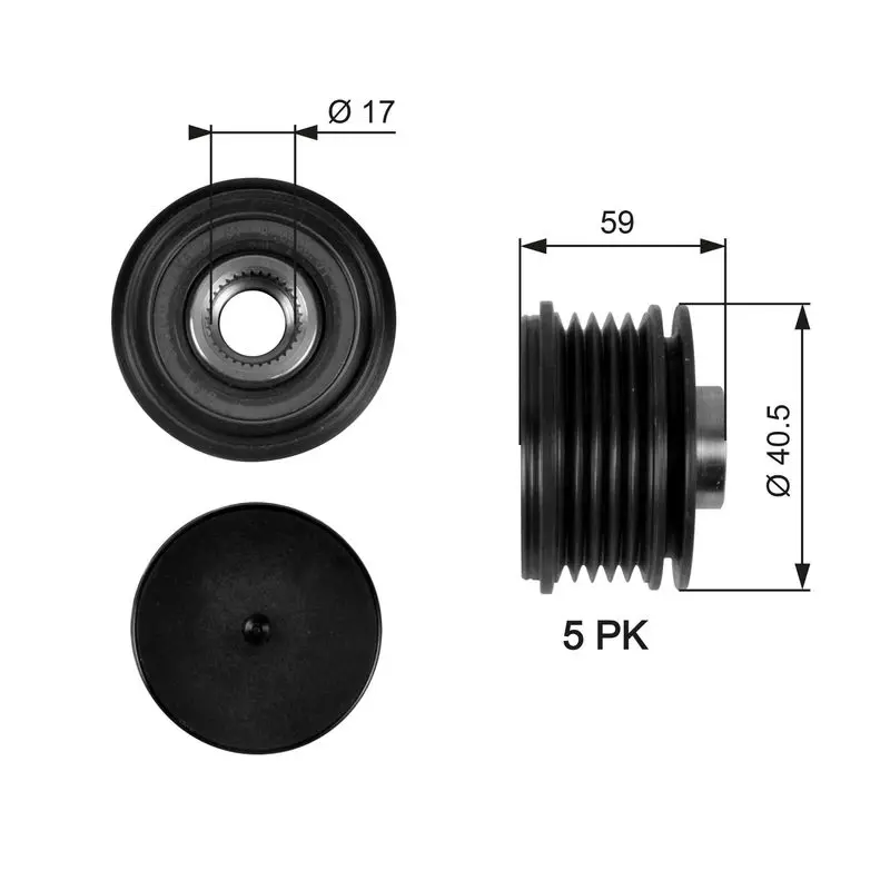 Handler.Part Alternator freewheel clutch Gates OAP7107 1