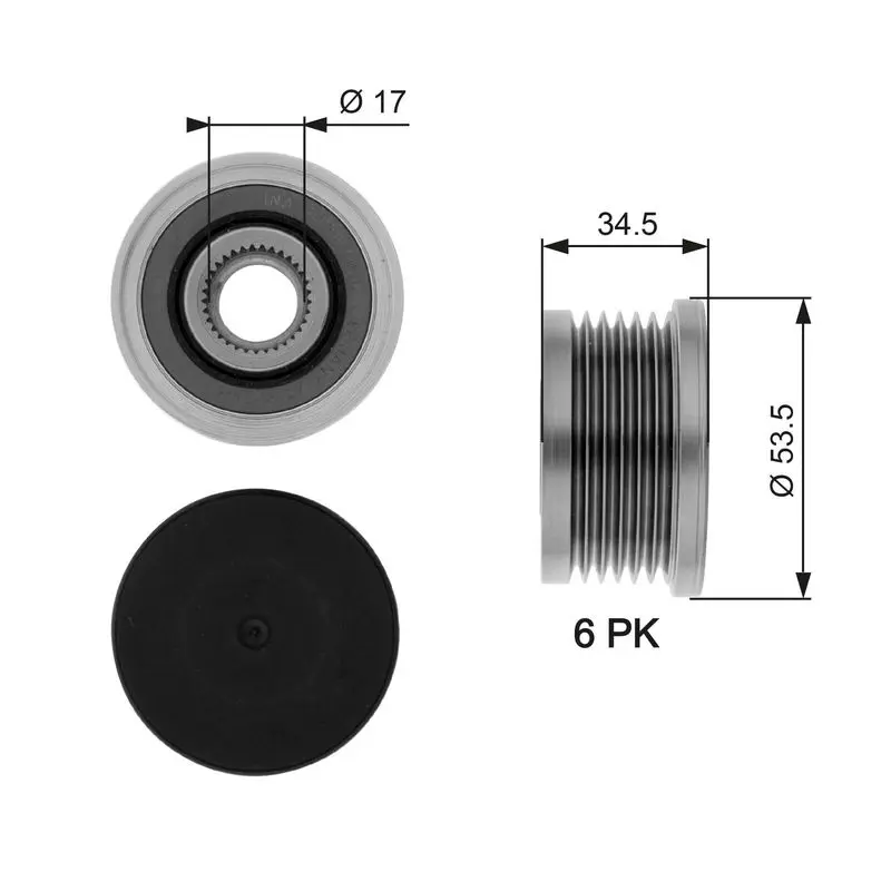 Handler.Part Alternator freewheel clutch Gates OAP7109 1