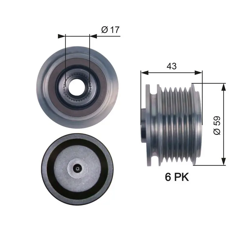 Handler.Part Alternator freewheel clutch Gates OAP7112 1