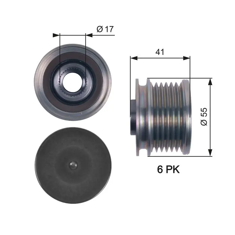 Handler.Part Alternator freewheel clutch Gates OAP7115 1