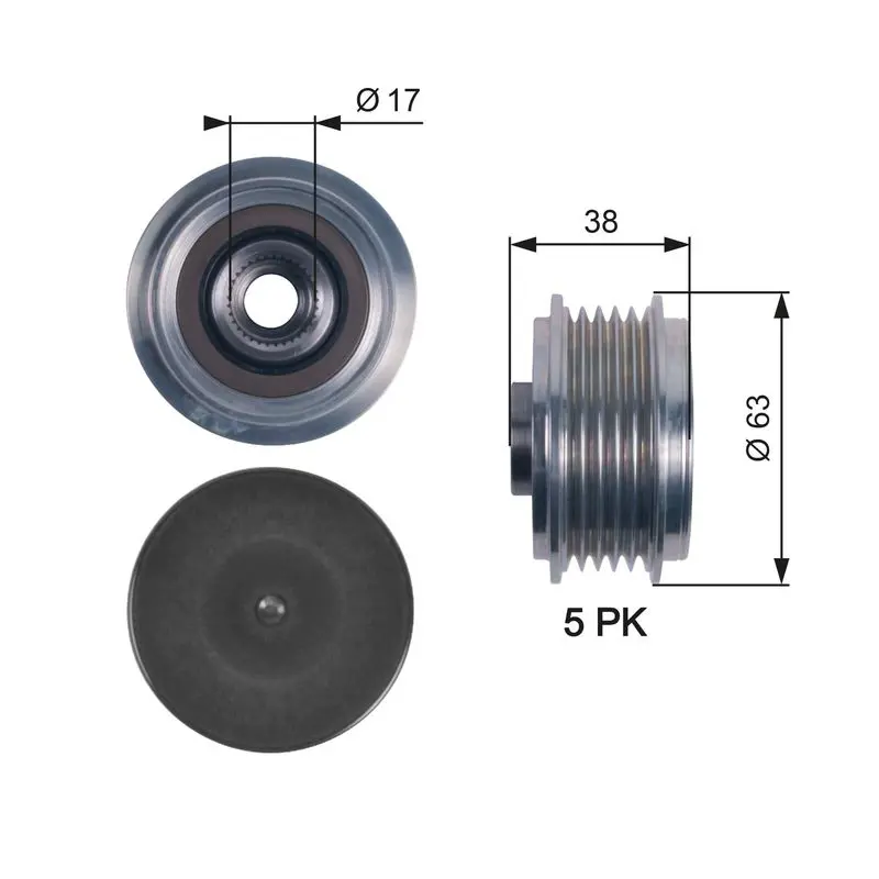 Handler.Part Alternator freewheel clutch Gates OAP7116 1