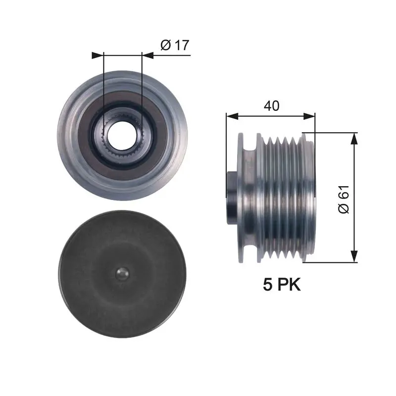 Handler.Part Alternator freewheel clutch Gates OAP7117 1