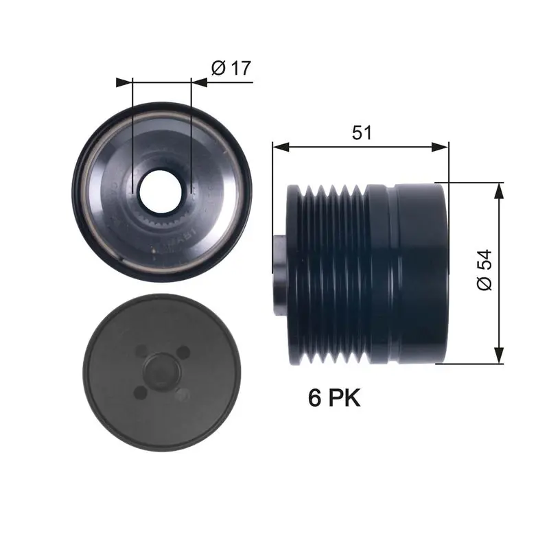 Handler.Part Alternator freewheel clutch Gates OAP7118 1