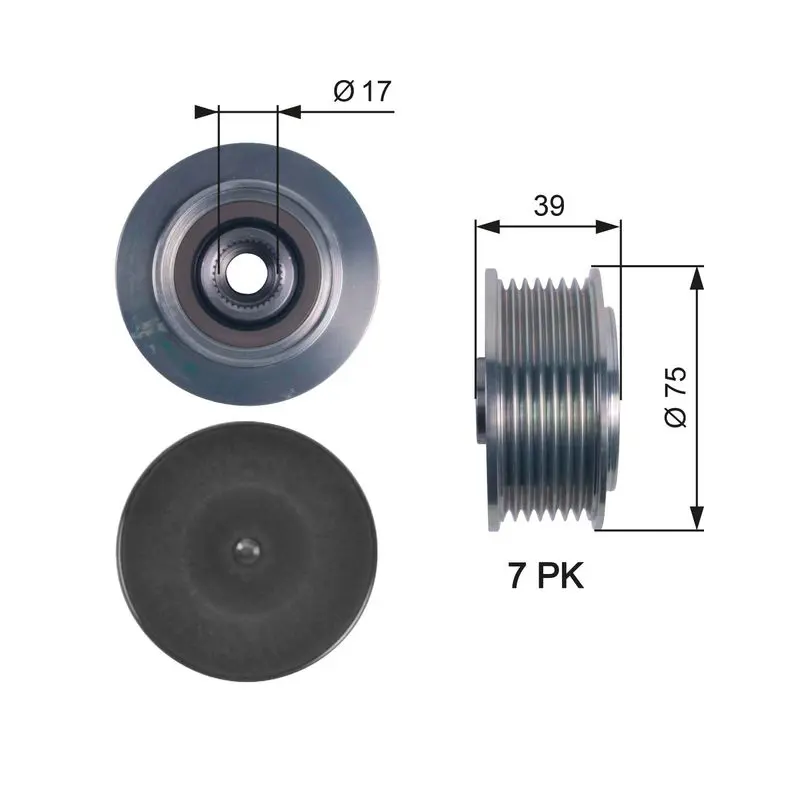 Handler.Part Alternator freewheel clutch Gates OAP7119 1