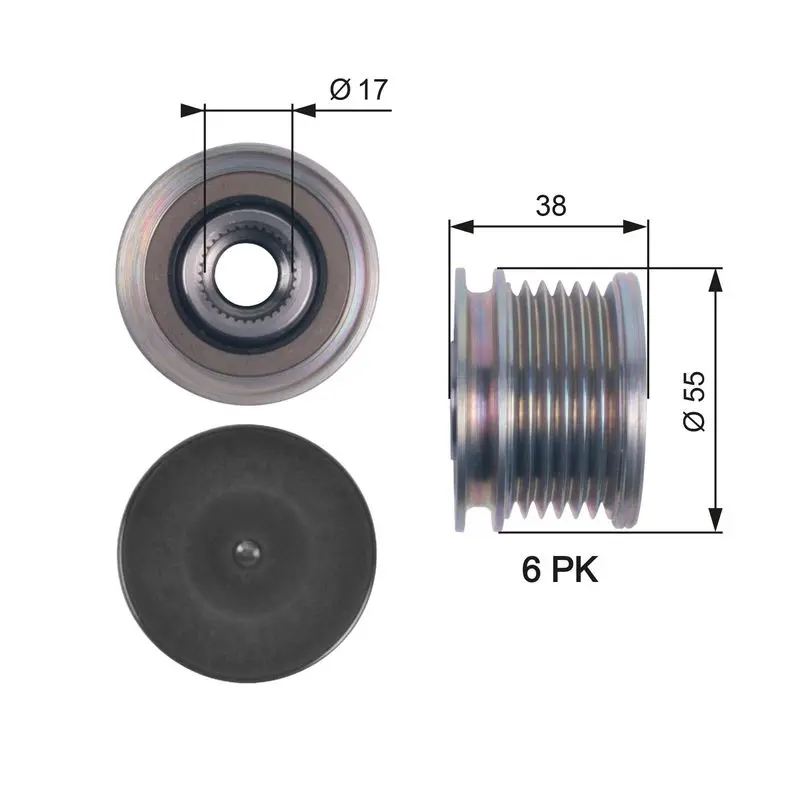 Handler.Part Alternator freewheel clutch Gates OAP7124 1