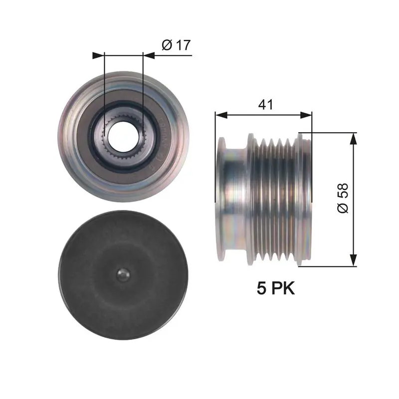 Handler.Part Alternator freewheel clutch Gates OAP7126 1