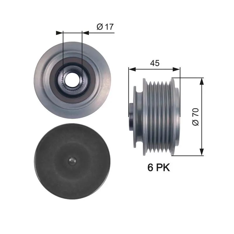 Handler.Part Alternator freewheel clutch Gates OAP7128 1