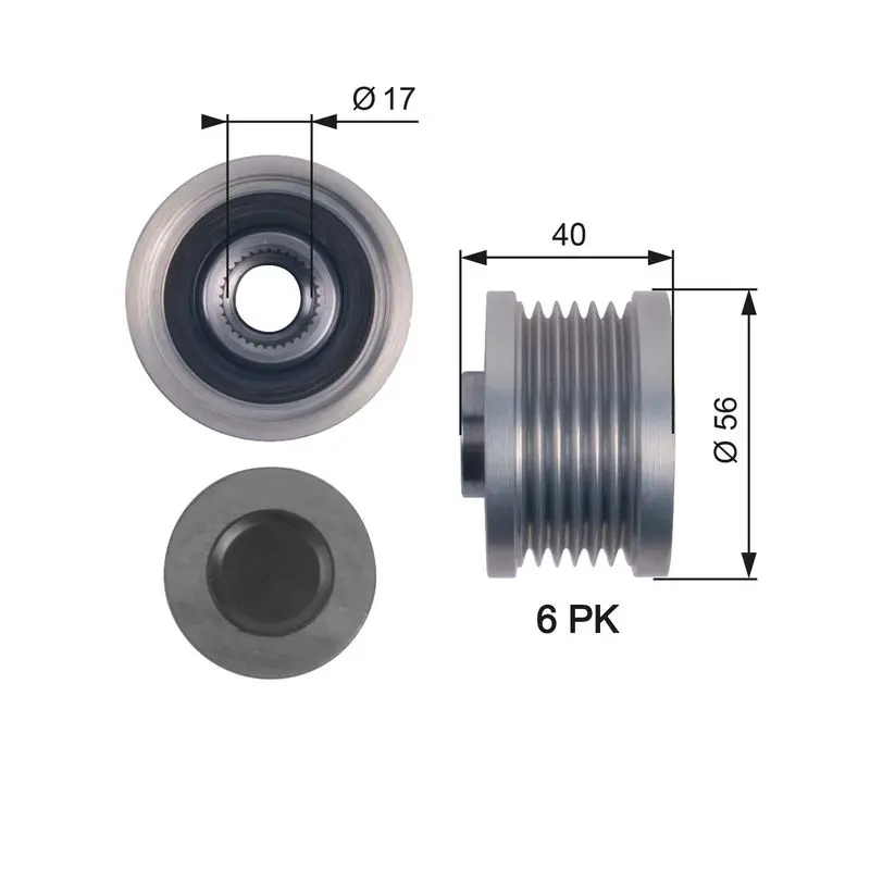 Handler.Part Alternator freewheel clutch Gates OAP7129 1