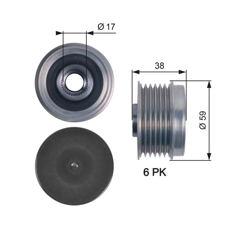 Handler.Part Alternator freewheel clutch Gates OAP7130 1