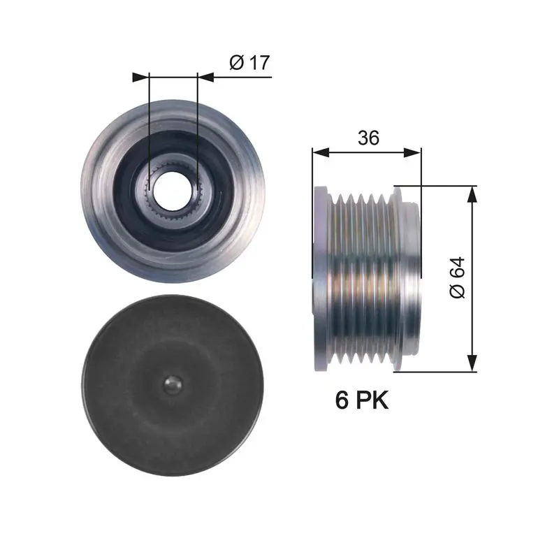 Handler.Part Alternator freewheel clutch Gates OAP7131 1