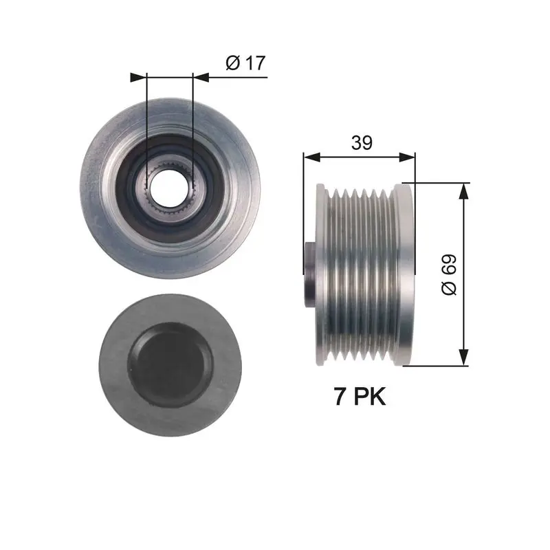 Handler.Part Alternator freewheel clutch Gates OAP7149 1