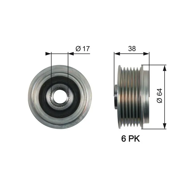 Handler.Part Alternator freewheel clutch Gates OAP7165 1